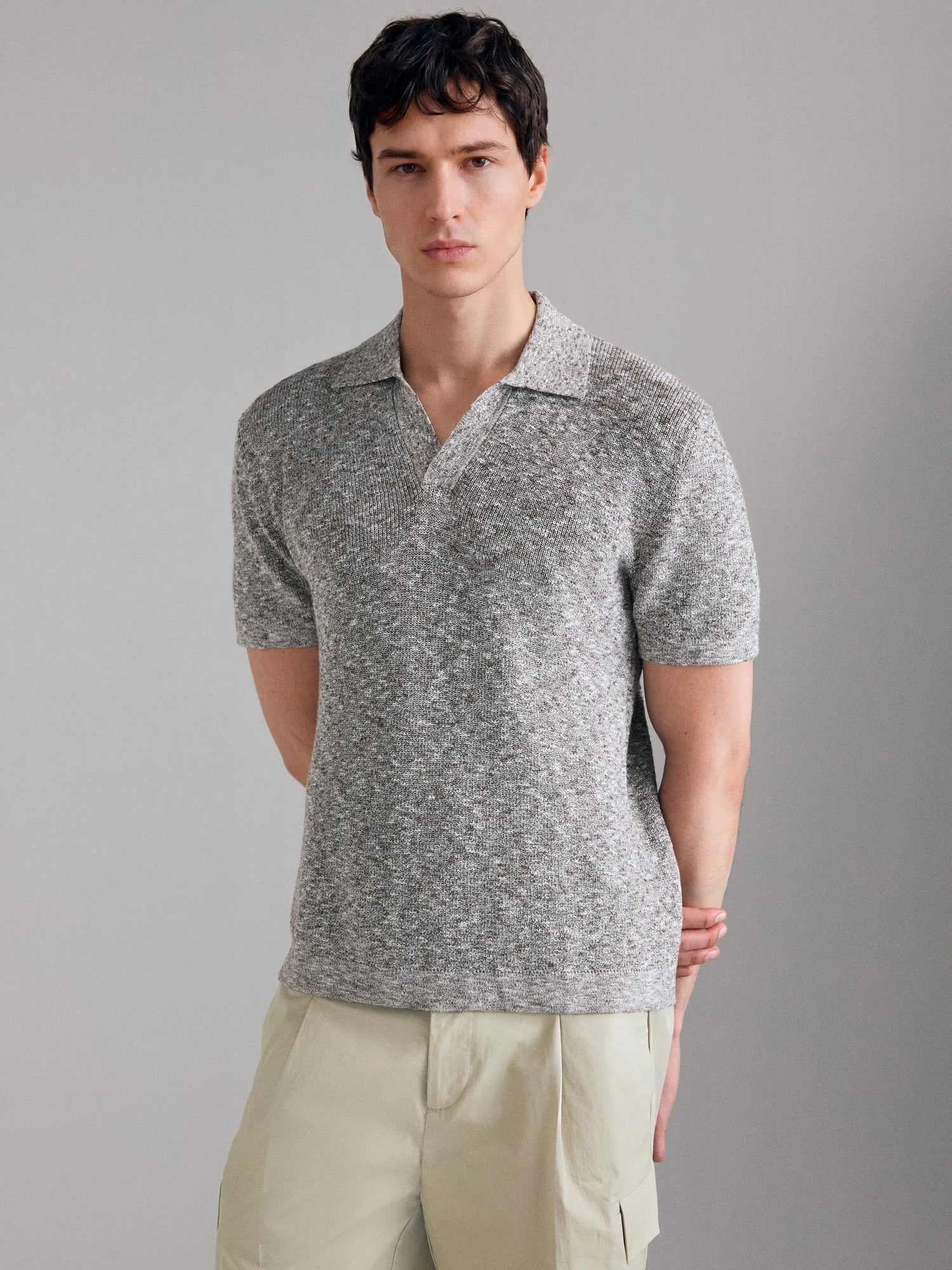 Sisley Light gray Men Knitted Polo Shirt SKU: 1U7XS300T_718 Image 03