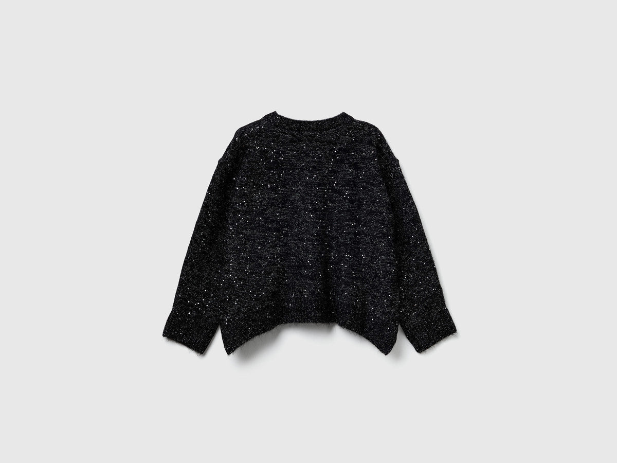 Benetton_Black_Sweater in Wool and Lurex Blend_1VPUC108V_100_02