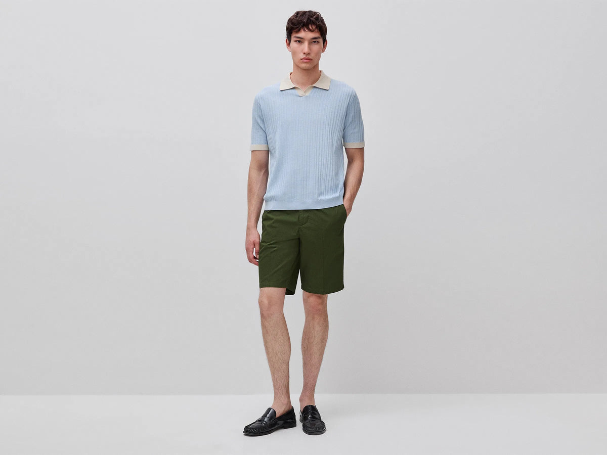 Benetton Light blue Men Ribbed Knit Polo Shirt SKU: 1X56U301V_12C Image 03