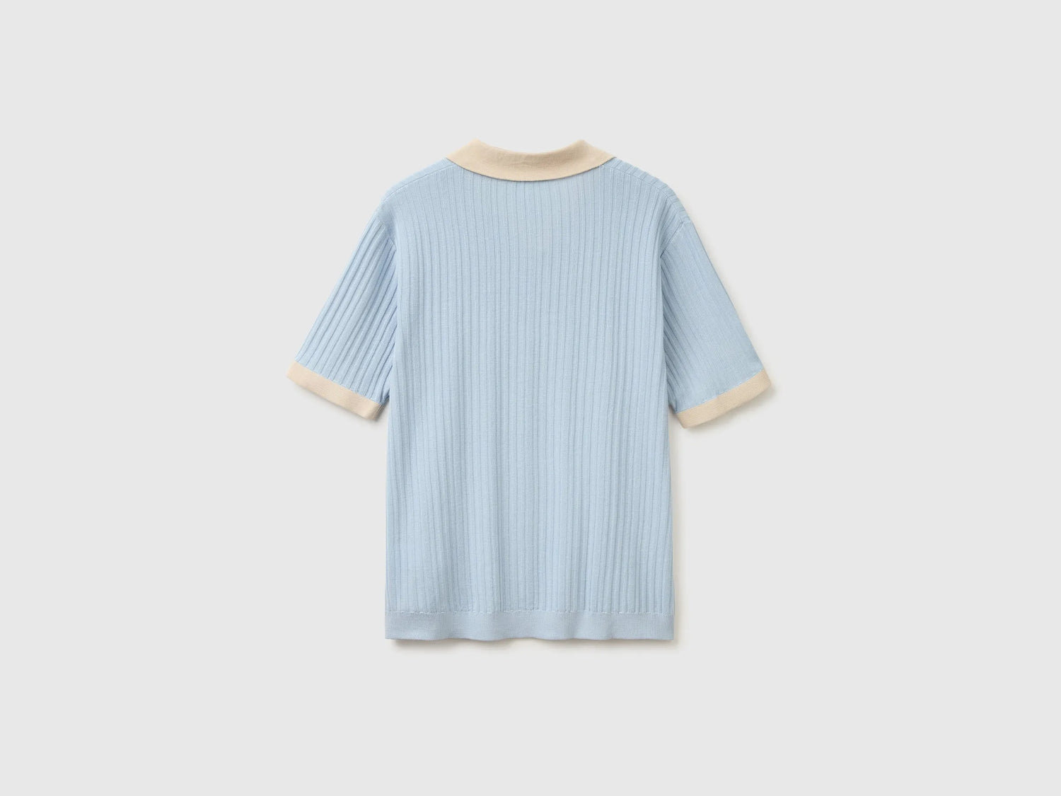 Benetton Light blue Men Ribbed Knit Polo Shirt SKU: 1X56U301V_12C Image 06