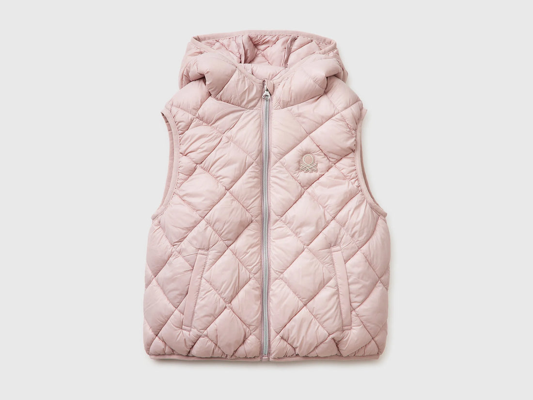 Benetton Pink Girls Sleeveless Jacket with Hood SKU: 21INCJ017_0C3 Image 01