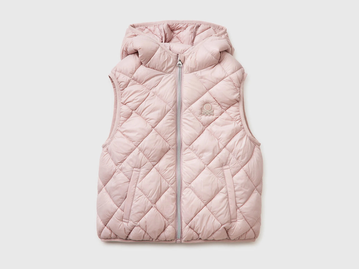 Benetton Pink Girls Sleeveless Jacket with Hood SKU: 21INCJ017_0C3 Image 01