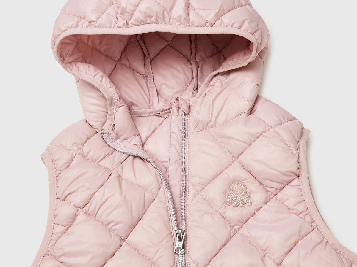 Benetton Pink Girls Sleeveless Jacket with Hood SKU: 21INCJ017_0C3 Image 03