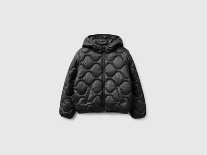 Benetton Black Girls Padded Jacket with Hood SKU: 21INCN07F_100 Image 01