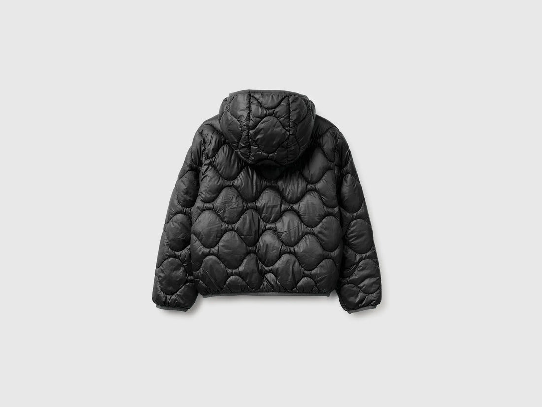 Benetton Black Girls Padded Jacket with Hood SKU: 21INCN07F_100 Image 02