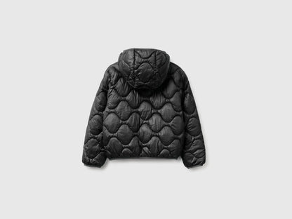 Benetton Black Girls Padded Jacket with Hood SKU: 21INCN07F_100 Image 02