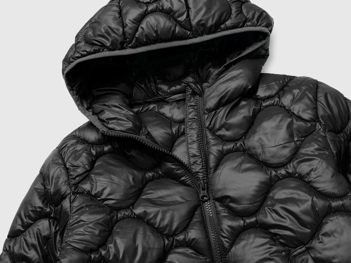Benetton Black Girls Padded Jacket with Hood SKU: 21INCN07F_100 Image 03