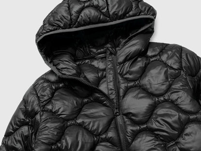 Benetton Black Girls Padded Jacket with Hood SKU: 21INCN07F_100 Image 03