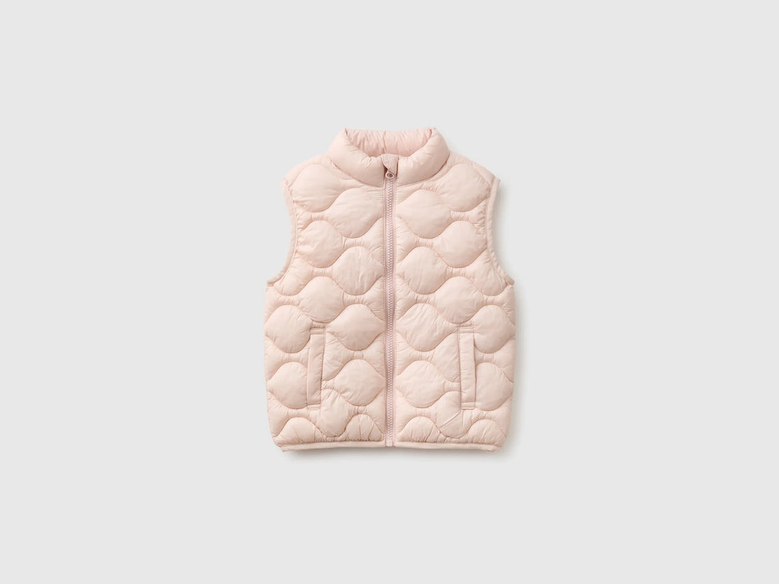 Benetton Soft Pink Girls Padded Sleeveless Jacket SKU: 21INGJ00T_08Q Image 01