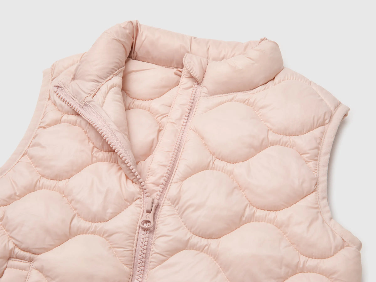 Benetton Soft Pink Girls Padded Sleeveless Jacket SKU: 21INGJ00T_08Q Image 03