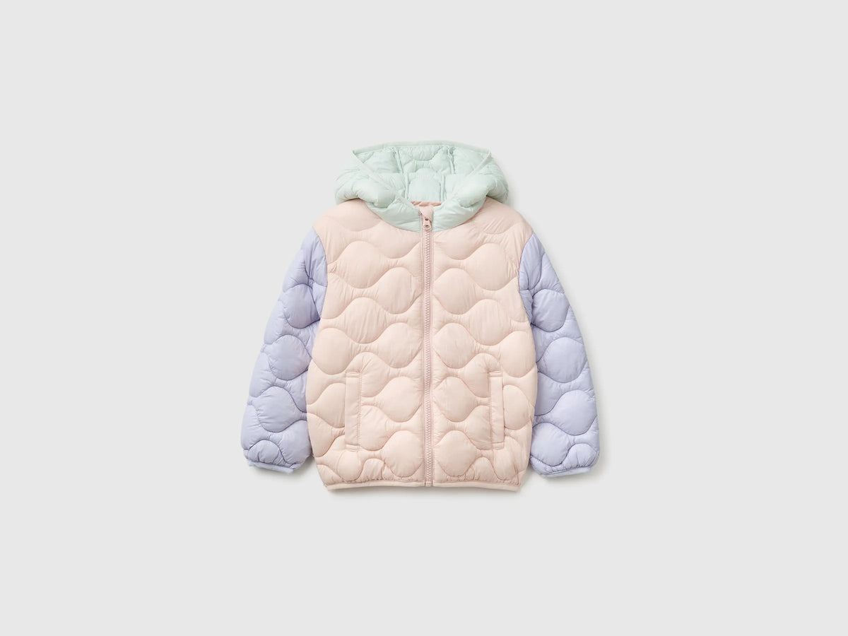 Benetton Soft Pink Girls Padded Jacket with Hood SKU: 21INGN04M_901 Image 01