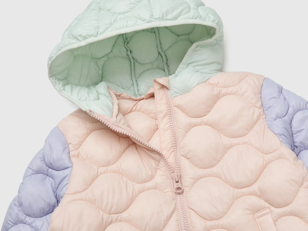 Benetton Soft Pink Girls Padded Jacket with Hood SKU: 21INGN04M_901 Image 03