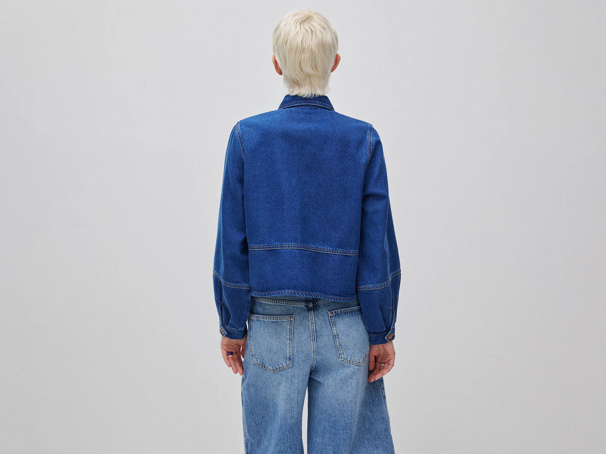 Benetton Blue Women Denim Shirt-Jacket SKU: 23C8DN097_901 Image 02