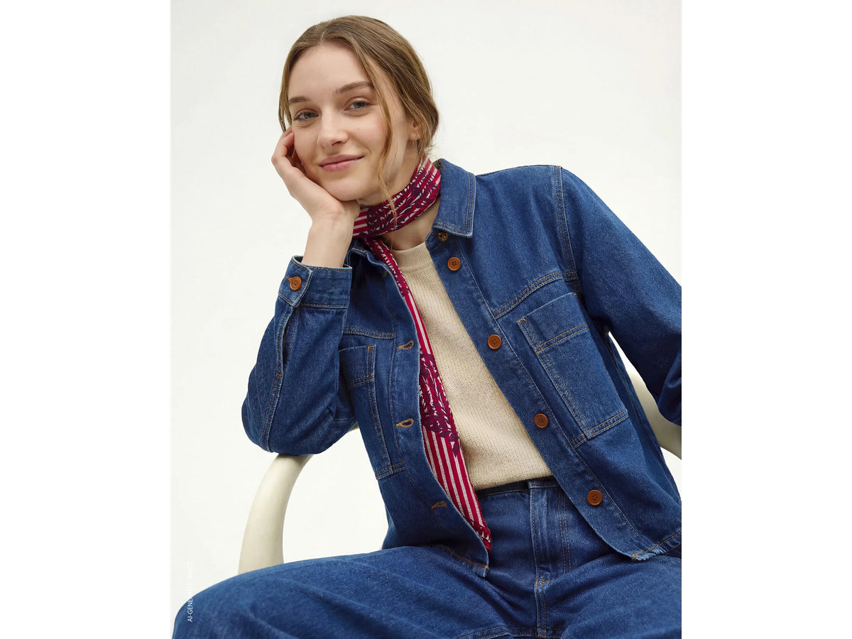 Benetton Blue Women Denim Shirt-Jacket SKU: 23C8DN097_901 Image 04