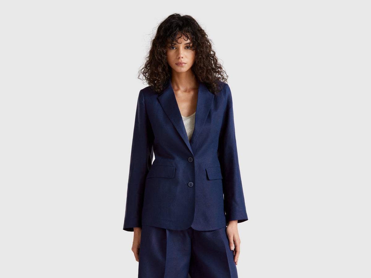 Benetton_Blazer in Linen Blend_25BVDW036_252_01