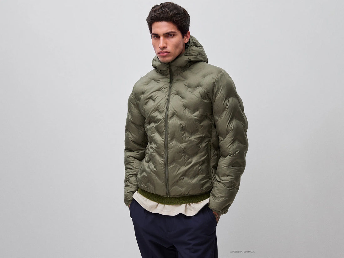 Benetton Military Green Men Regular Fit Padded Down Jacket SKU: 25VFUN07J_1Z9 Image 01