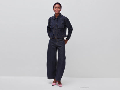 Benetton Dark Blue Women Denim Jacket with Pockets SKU: 27KYDN0AD_905 Image 03