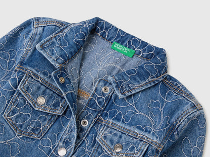 Benetton Blue Girls Denim Jacket with Embroidery SKU: 2985GN04K_901 Image 03