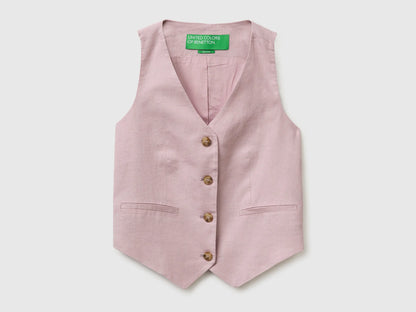 Benetton Pink Women 100% Linen Vest SKU: 2AGHDJ014_0K3 Image 01