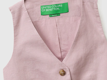 Benetton Pink Women 100% Linen Vest SKU: 2AGHDJ014_0K3 Image 03