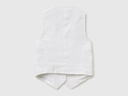 Benetton White Women 100% Linen Vest SKU: 2AGHDJ014_101 Image 02