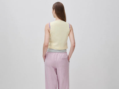Benetton Yellow Women 100% Linen Vest SKU: 2AGHDJ014_198 Image 02