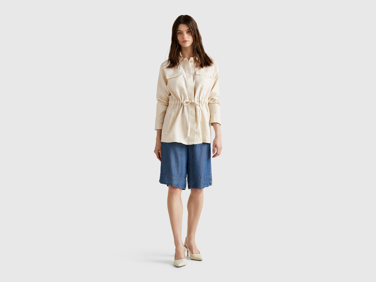 Benetton_Jacket with Drawstring in Pure Linen_2AGHDN07Q_152_03