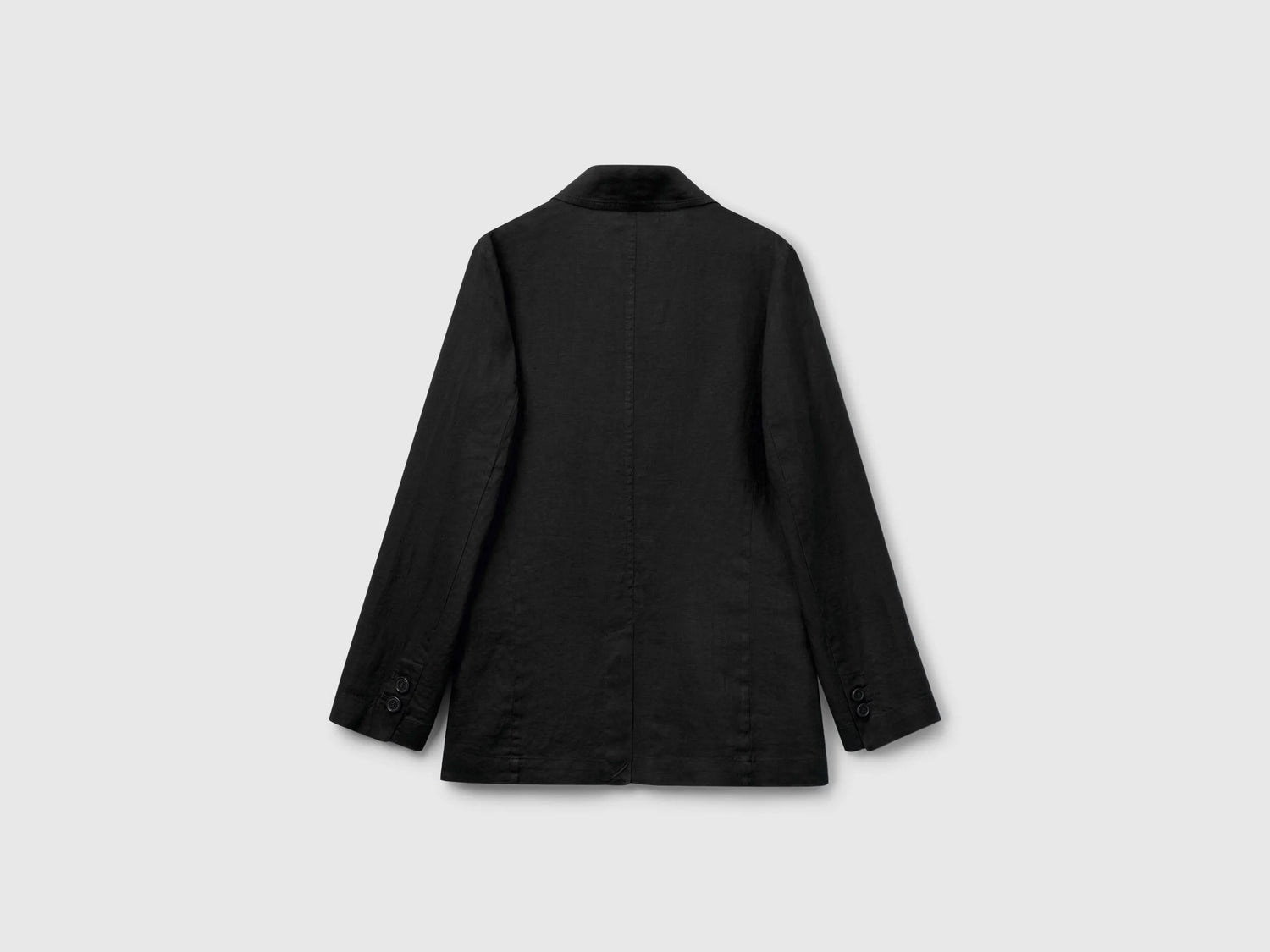 Benetton Black Women Blazer in Pure Linen SKU: 2AGHDW00R_100 Image 02