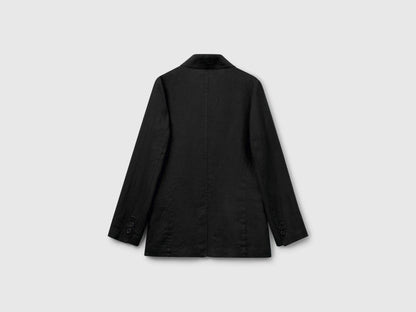 Benetton Black Women Blazer in Pure Linen SKU: 2AGHDW00R_100 Image 02