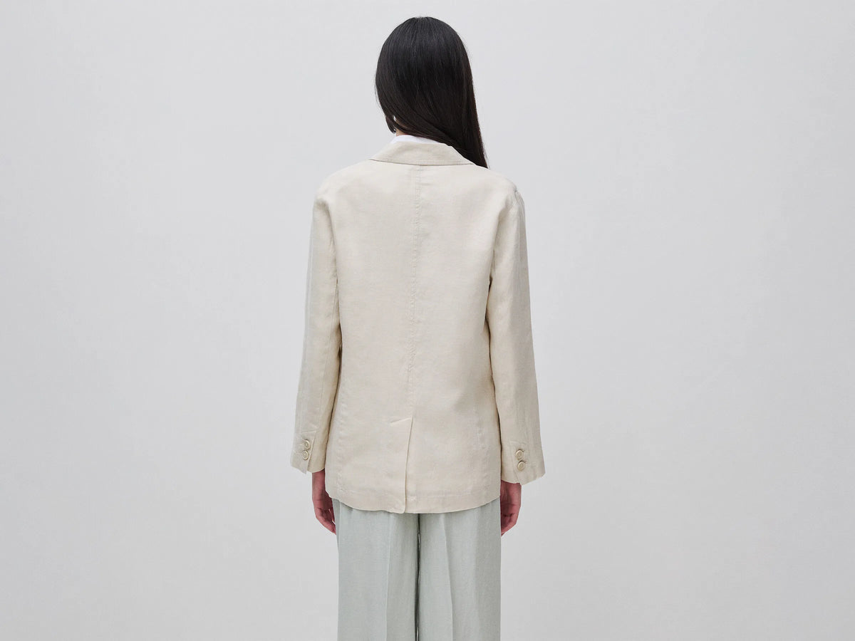 Benetton Beige Women Blazer in Pure Linen SKU: 2AGHDW00R_152 Image 02