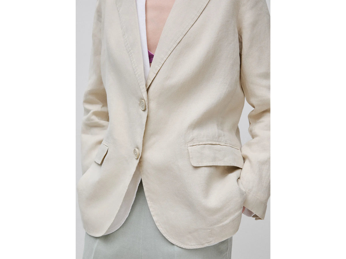 Benetton Beige Women Blazer in Pure Linen SKU: 2AGHDW00R_152 Image 04