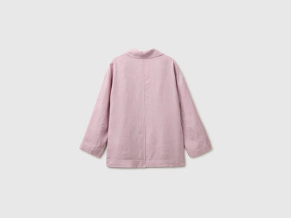 Benetton Pink Women 100% Linen Single-Breasted Blazer SKU: 2AGHDW03J_0K3 Image 02