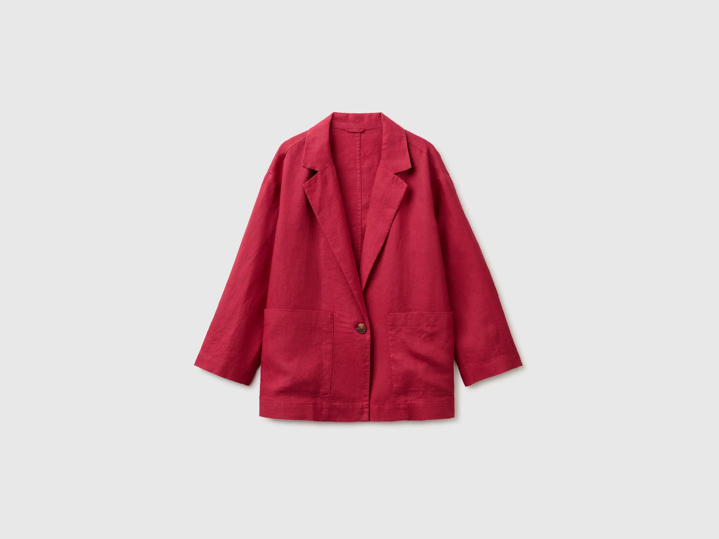 Benetton Strawberry Women 100% Linen Single-Breasted Blazer SKU: 2AGHDW03J_2G1 Image 01