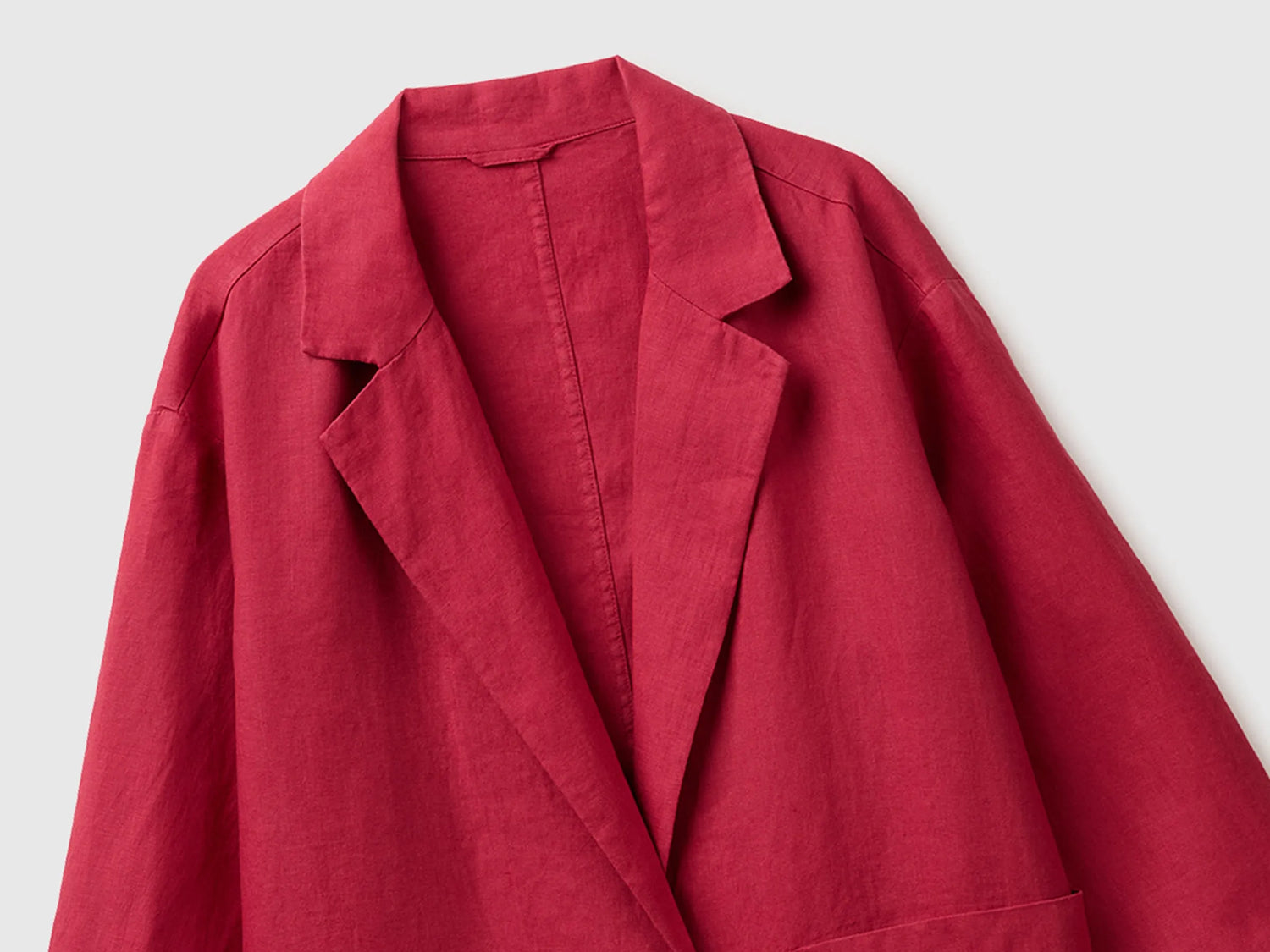 Benetton Strawberry Women 100% Linen Single-Breasted Blazer SKU: 2AGHDW03J_2G1 Image 03