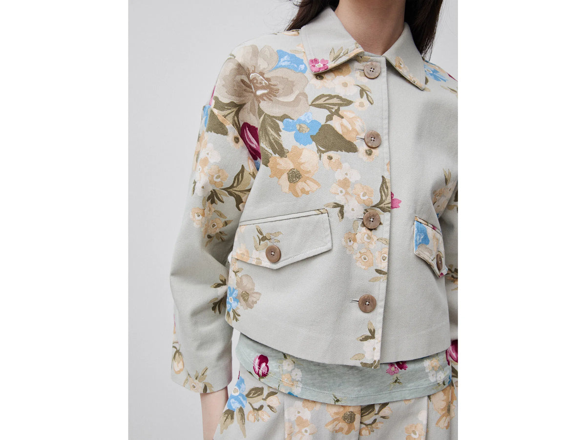 Benetton Light Green Women Floral Jacket SKU: 2H3UDN09T_67F Image 04