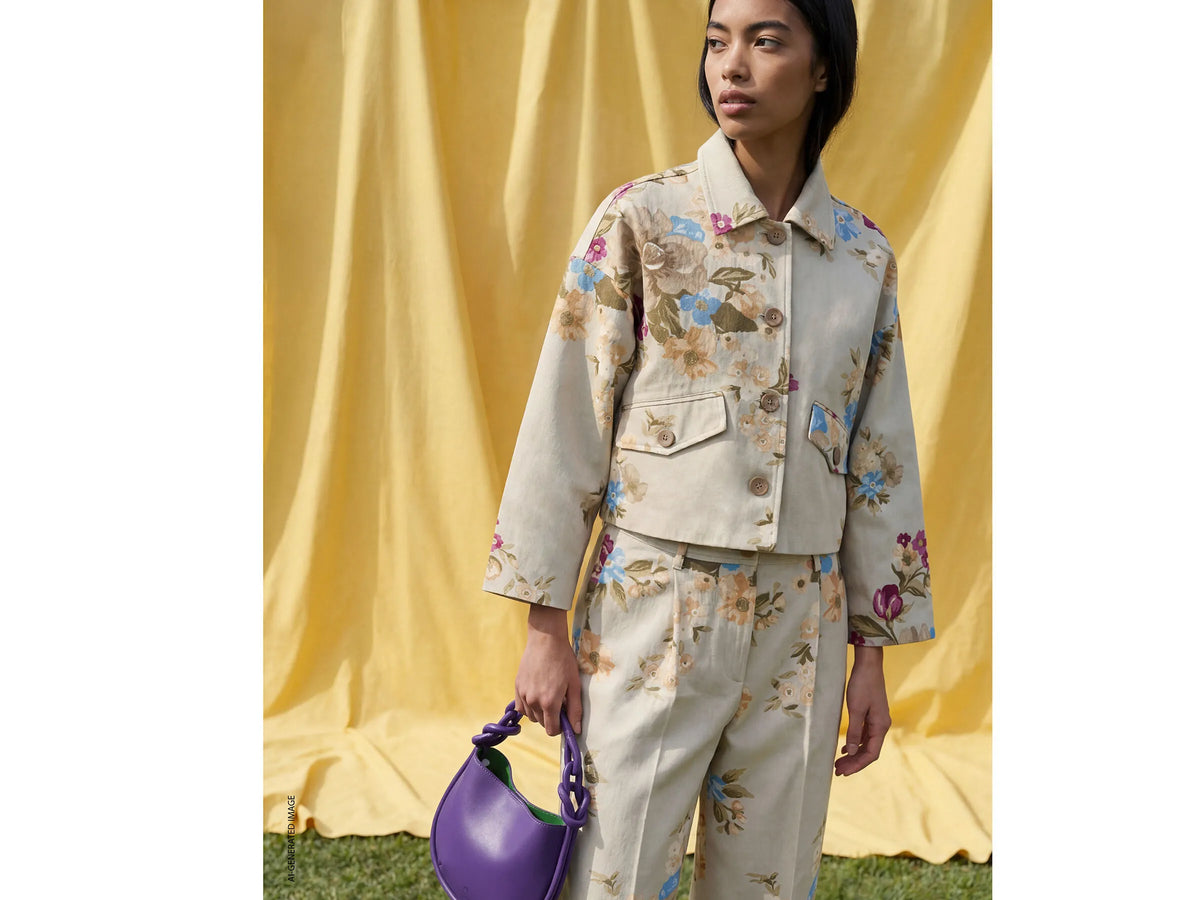 Benetton Light Green Women Floral Jacket SKU: 2H3UDN09T_67F Image 05