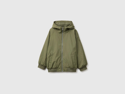 Benetton Military Green Boys Nylon Jacket with Hood SKU: 2IGGCN06J_07N Image 01