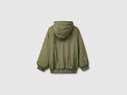 Benetton Military Green Boys Nylon Jacket with Hood SKU: 2IGGCN06J_07N Image 02