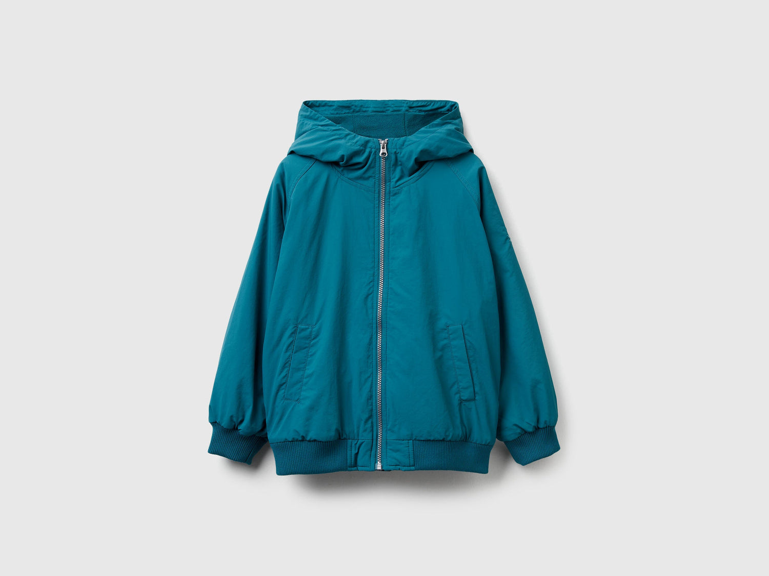 Benetton_Teal_Nylon Jacket with Hood_2IGGCN06J_3C5_01