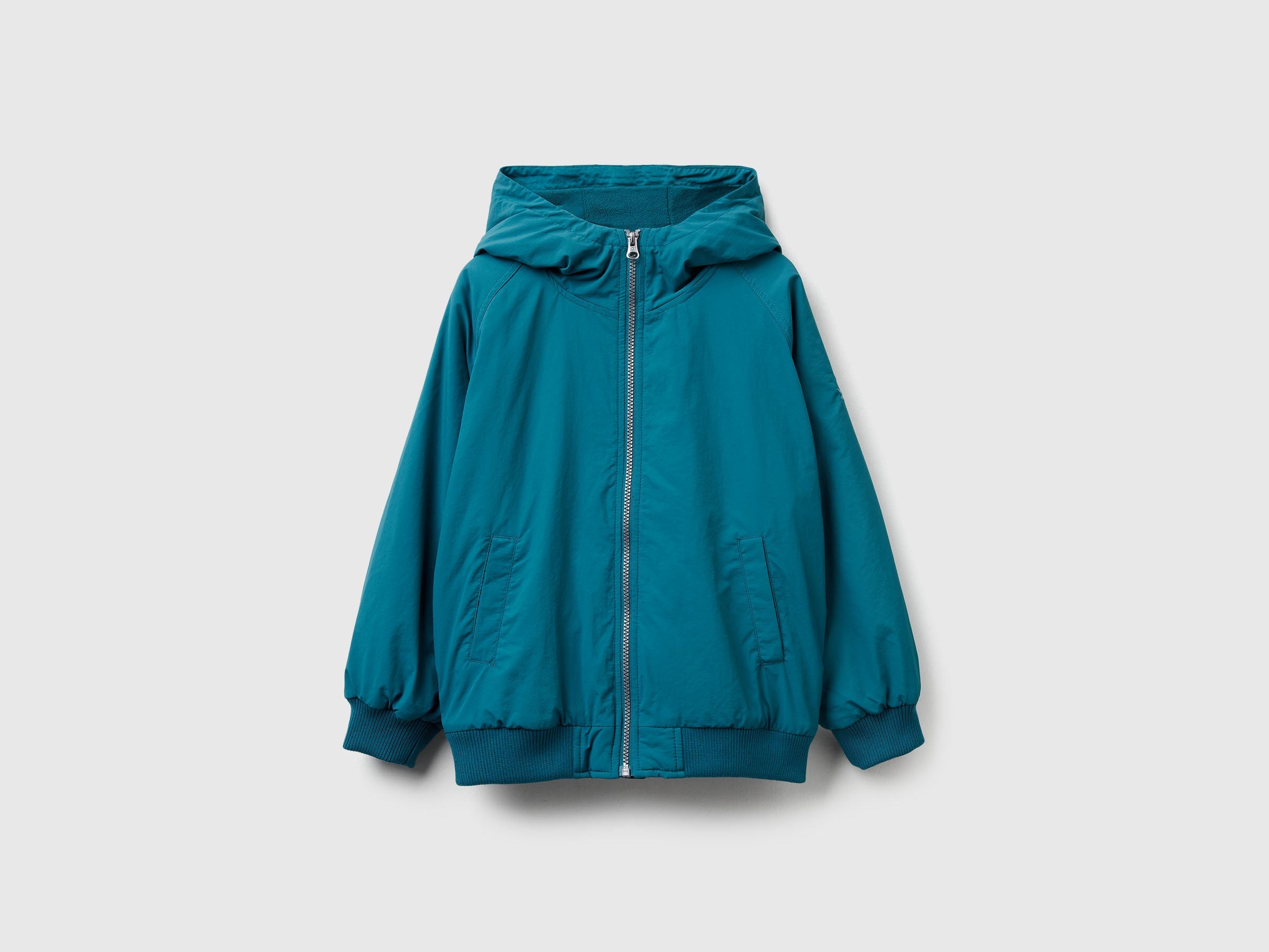 Benetton_Teal_Nylon Jacket with Hood_2IGGCN06J_3C5_01