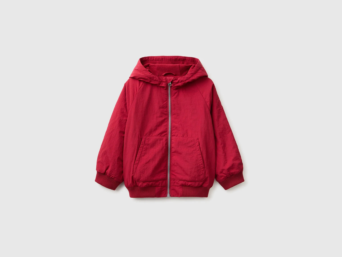 Benetton Burgundy Boys Nylon Jacket with Hood SKU: 2IGGGN04O_21C Image 01