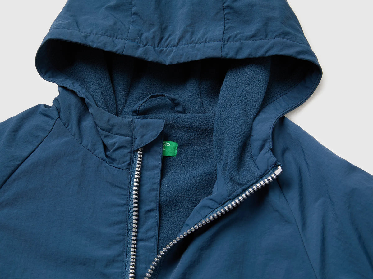 Benetton Dark Blue Boys Nylon Jacket with Hood SKU: 2IGGGN04O_37T Image 03