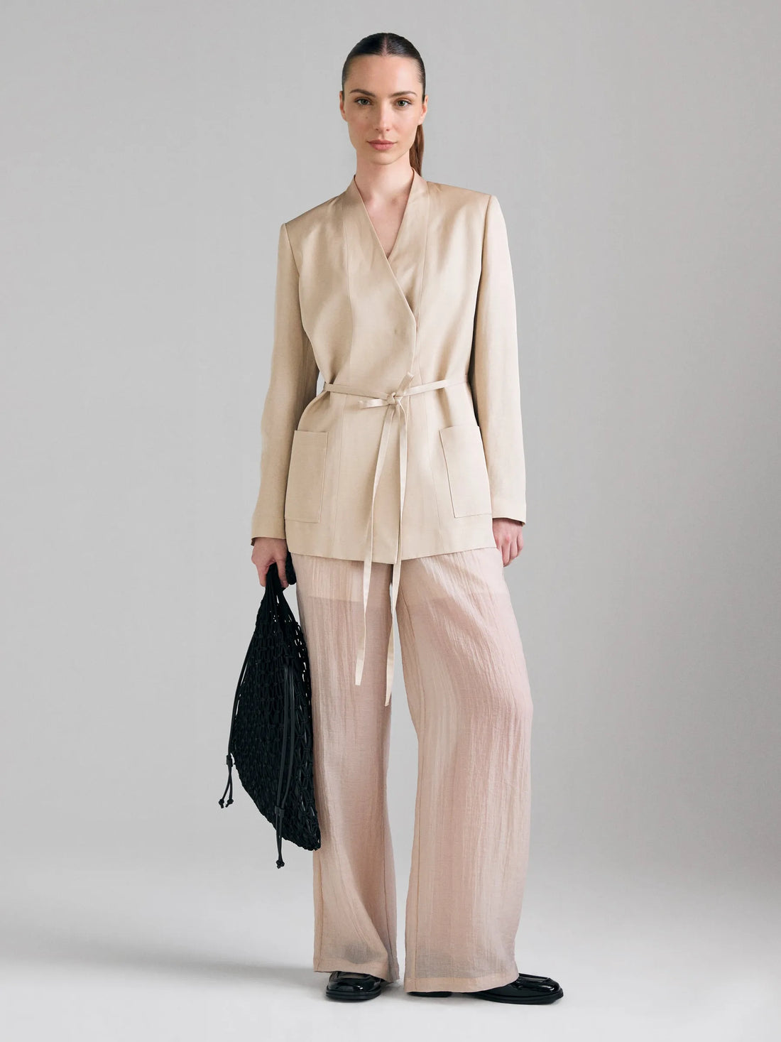 Sisley Nude Women Shiny Effect Blazer SKU: 2JFDLW045_018 Image 01