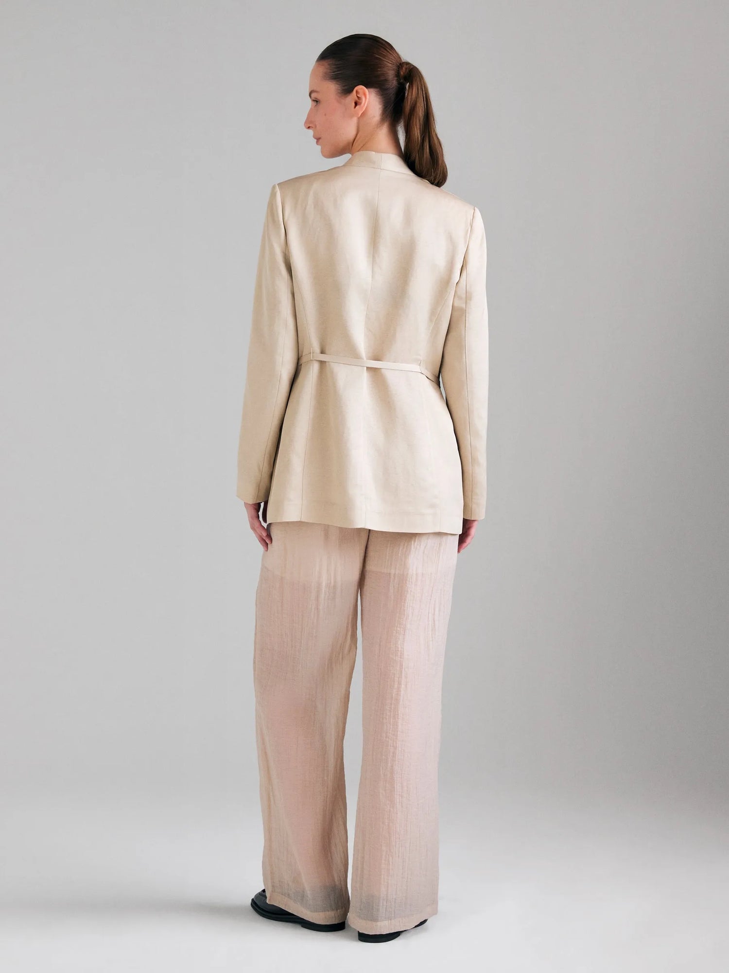 Sisley Nude Women Shiny Effect Blazer SKU: 2JFDLW045_018 Image 02