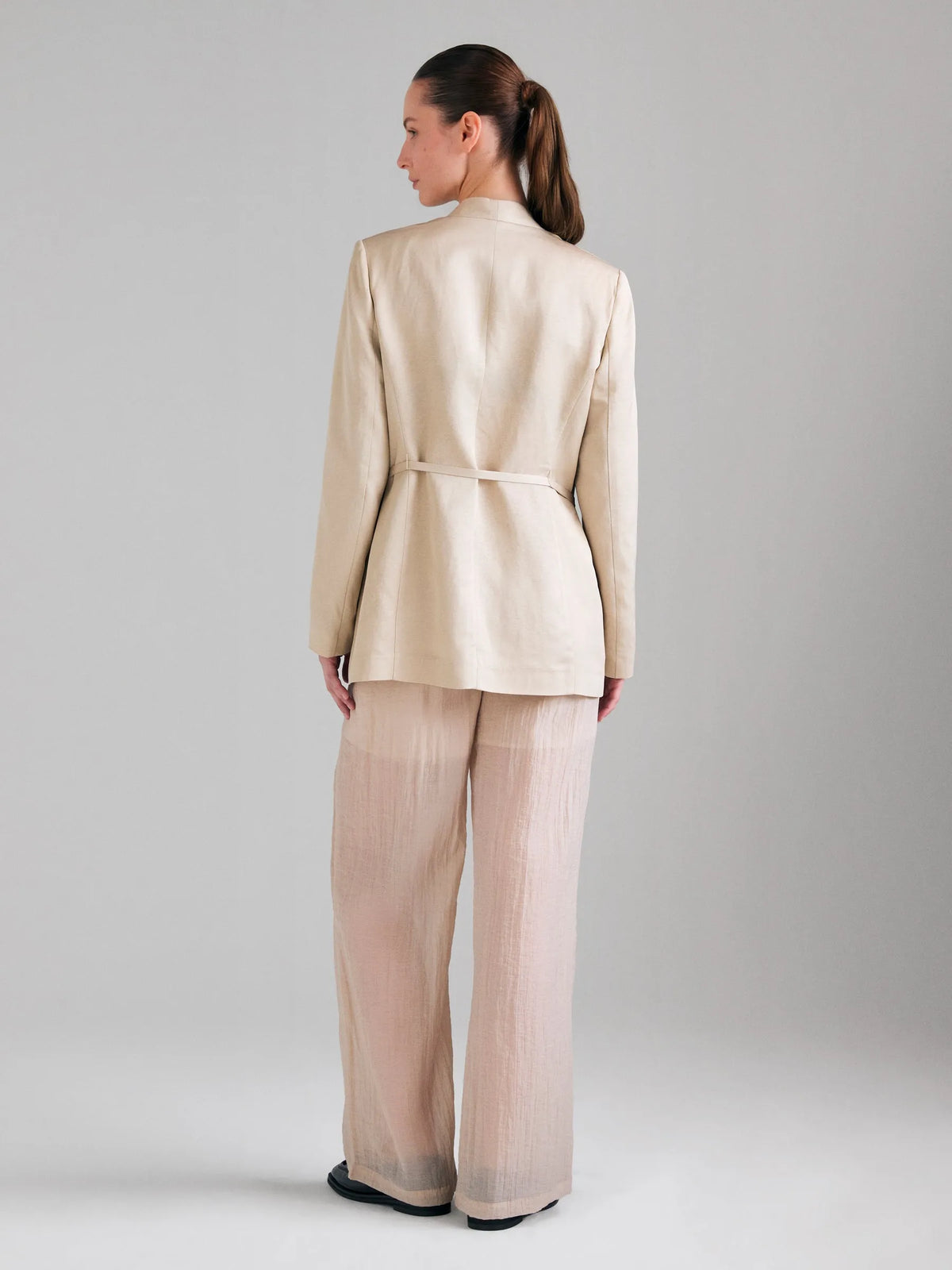 Sisley Nude Women Shiny Effect Blazer SKU: 2JFDLW045_018 Image 02