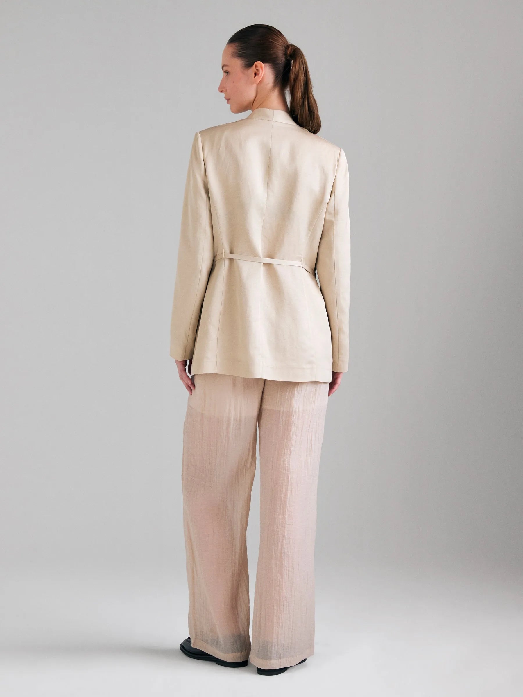 Sisley Nude Women Shiny Effect Blazer SKU: 2JFDLW045_018 Image 02