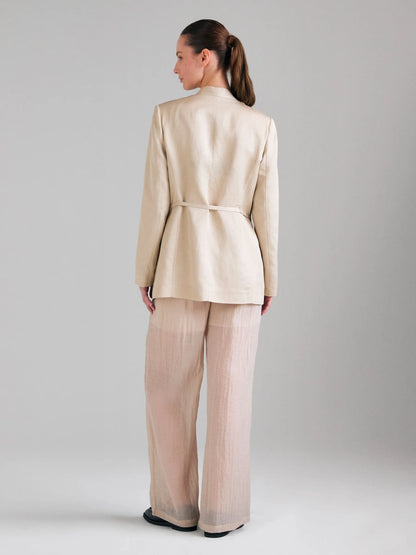 Sisley Nude Women Shiny Effect Blazer SKU: 2JFDLW045_018 Image 02