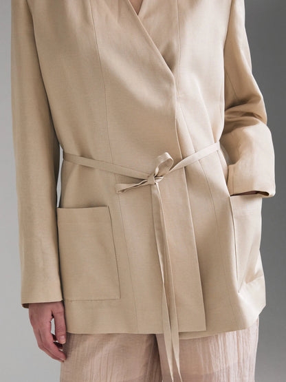 Sisley Nude Women Shiny Effect Blazer SKU: 2JFDLW045_018 Image 04