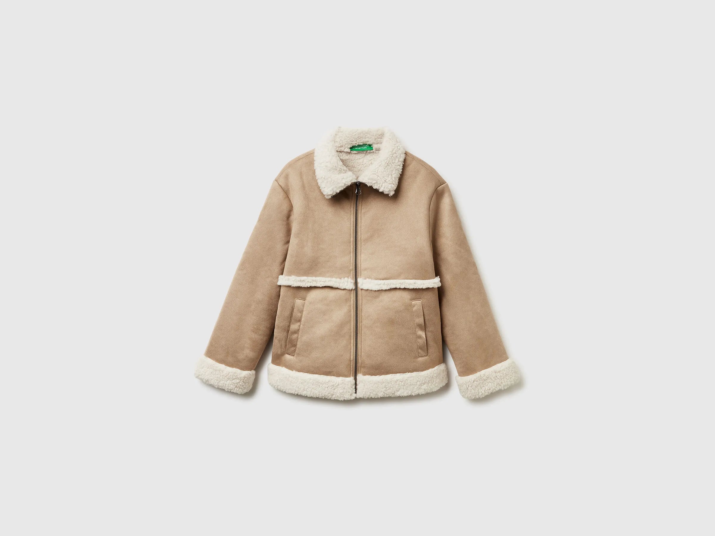 Benetton_Beige_Jacket with Suede Look Collar_2JLACN06V_901_01
