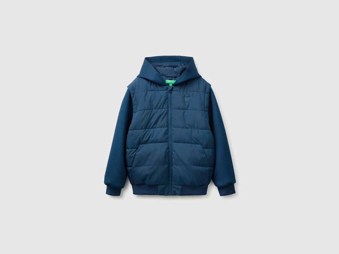 Benetton Dark Blue Boys Jacket with Detachable Sleeves SKU: 2KL9CN07H_37T Image 01